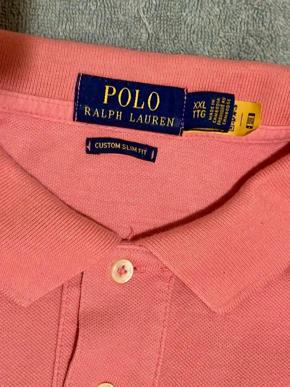 Ralph Lauren Coral Polo with Navy Pony Logo custom slim fit
